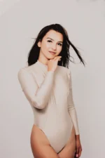 Body długi rękaw wiązane nude