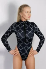 Body z długim rękawem (czarna sieć)