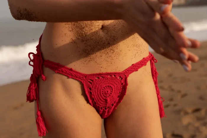 Bikini szydełkowe koralowe - obrazek 5